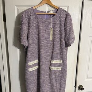 She + Sky Purple Tweed Midi Dress